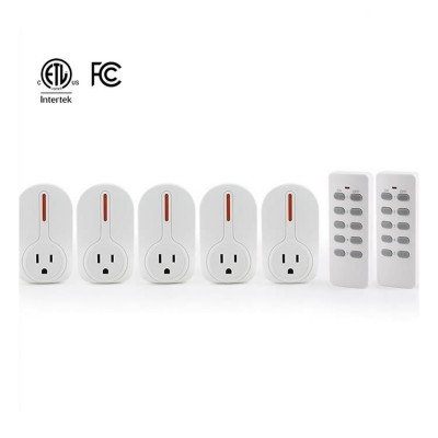 120V 10A USA Wireless Switch Socket Remote Control Outlet with 5 Socket 2 Remote Controls